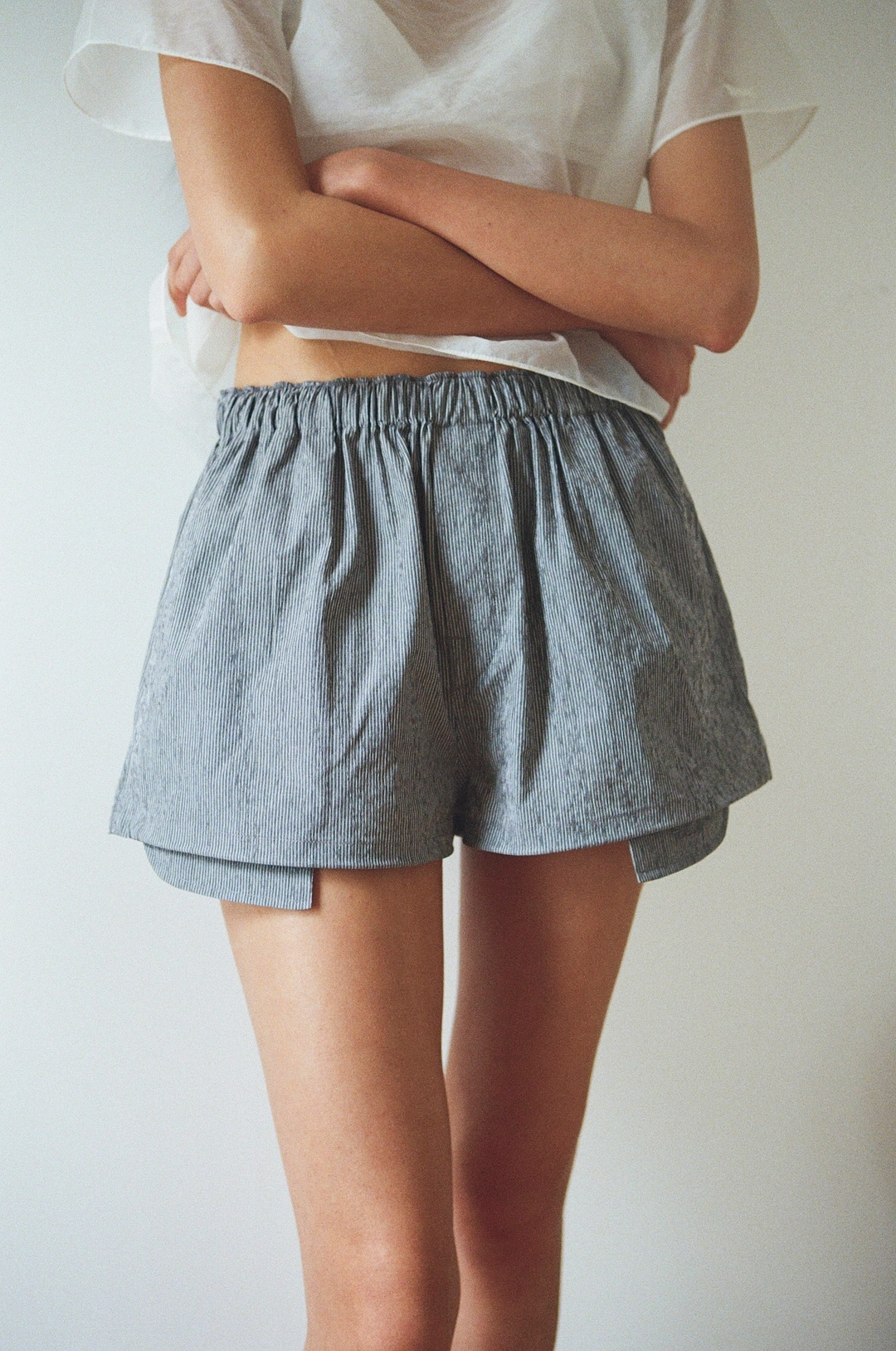 토콜 pinstripe string shorts - black 상품 이미지 2