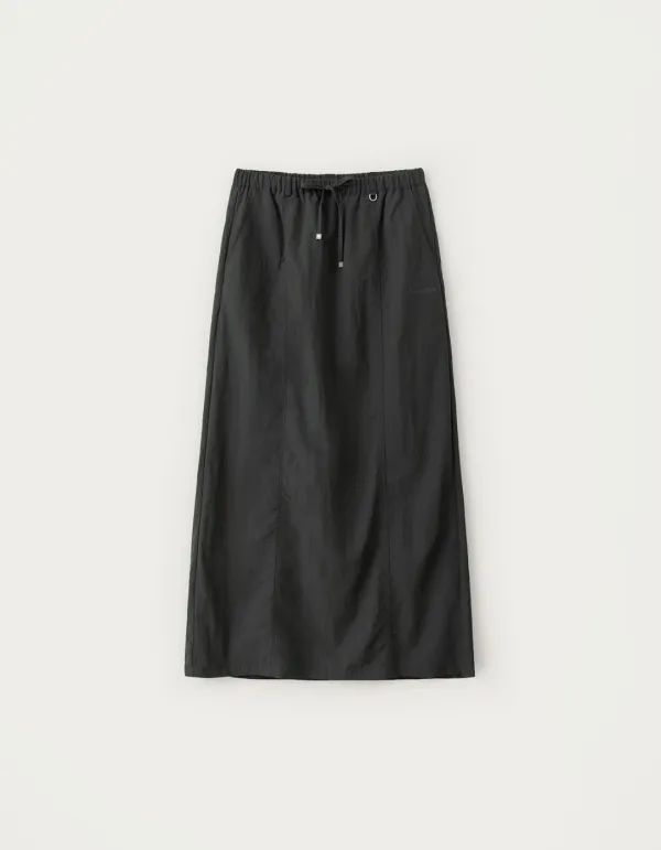 6.5 출고 Mud Nylon Long Skirt - Charcoal