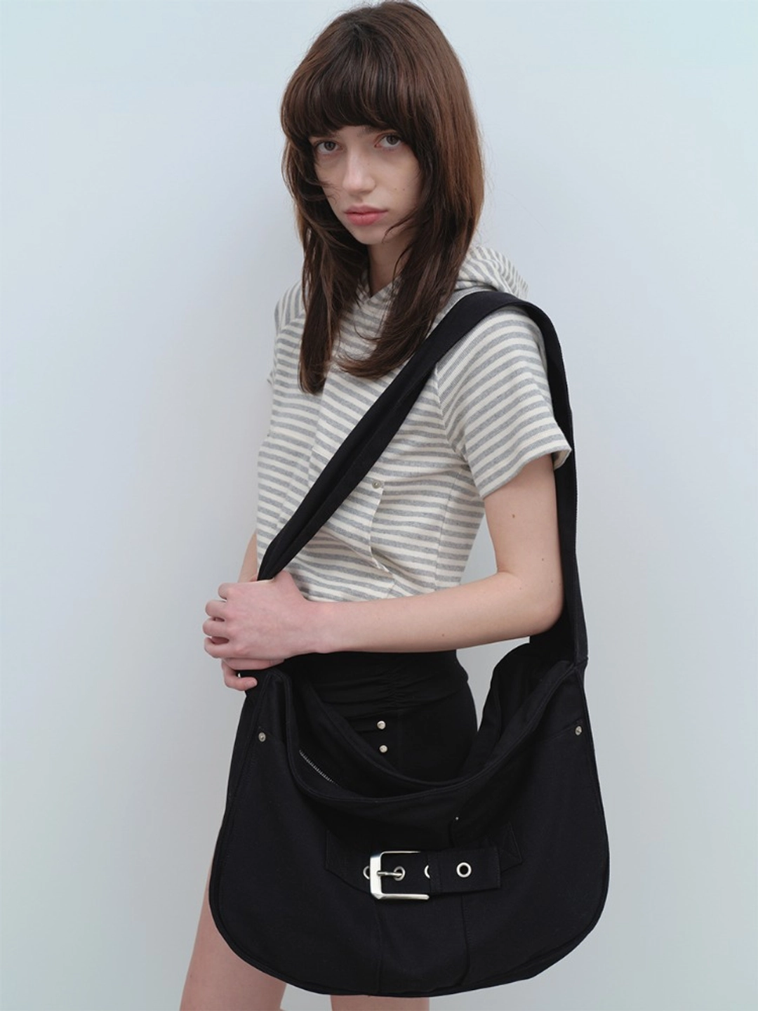 밀로 우먼 Buckle Canvas Big Bag [Black] 상품 이미지 1