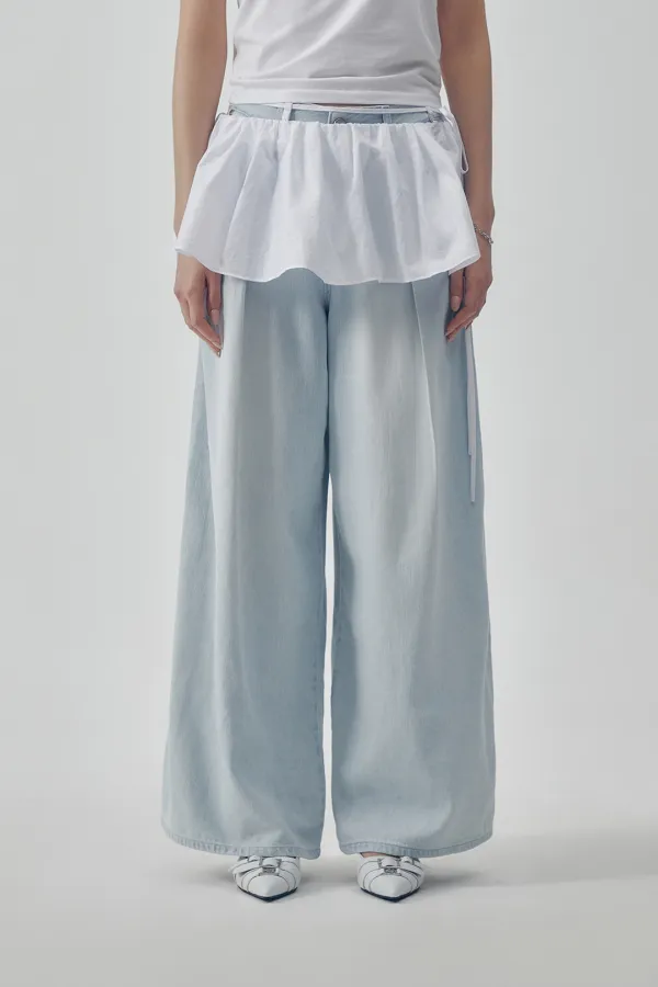 Glossy Layered Skirt [ White ]
