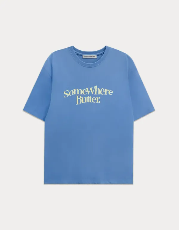 3rd / Wave Logo Over-Fit Top - Blue