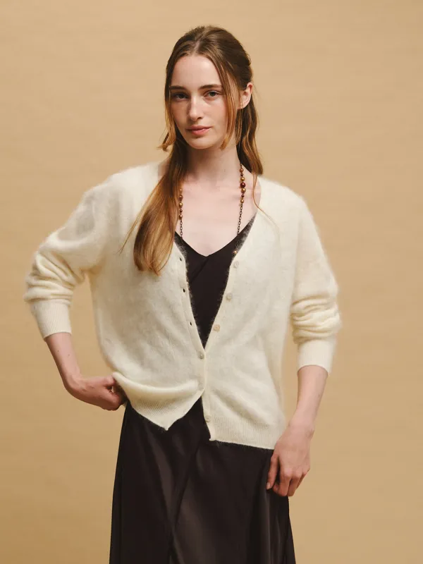 ELINA cashmere silk V-neck cardigan_3colors