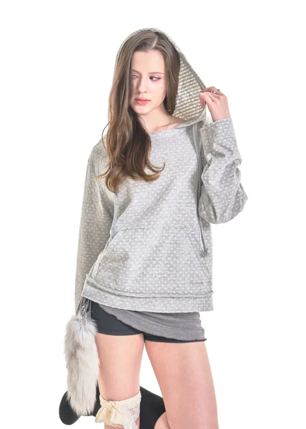 DOUBLE BUTTON HOODIE [GREY DOT]