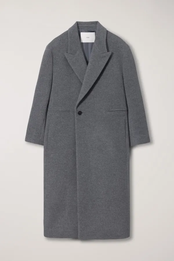 UNISEX OVERSIZED DOUBLE COAT MELANGE GREY