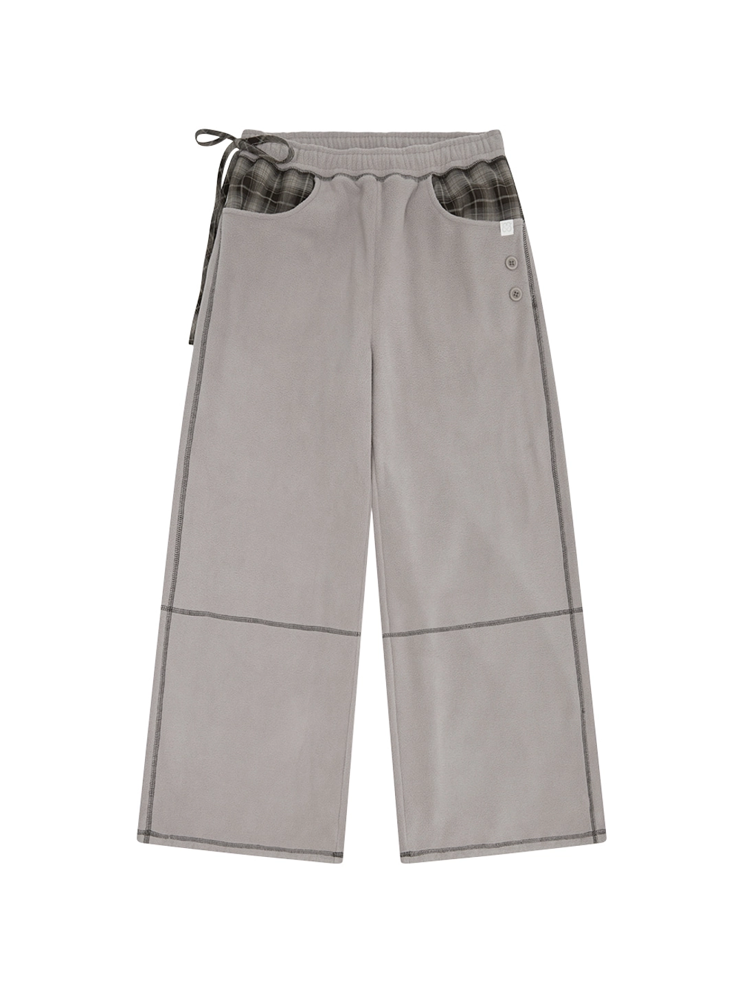 뚜오미오 [09.28 예약 발송] CHECK TRIM FLEECE PANTS [GREY] 상품 이미지 1