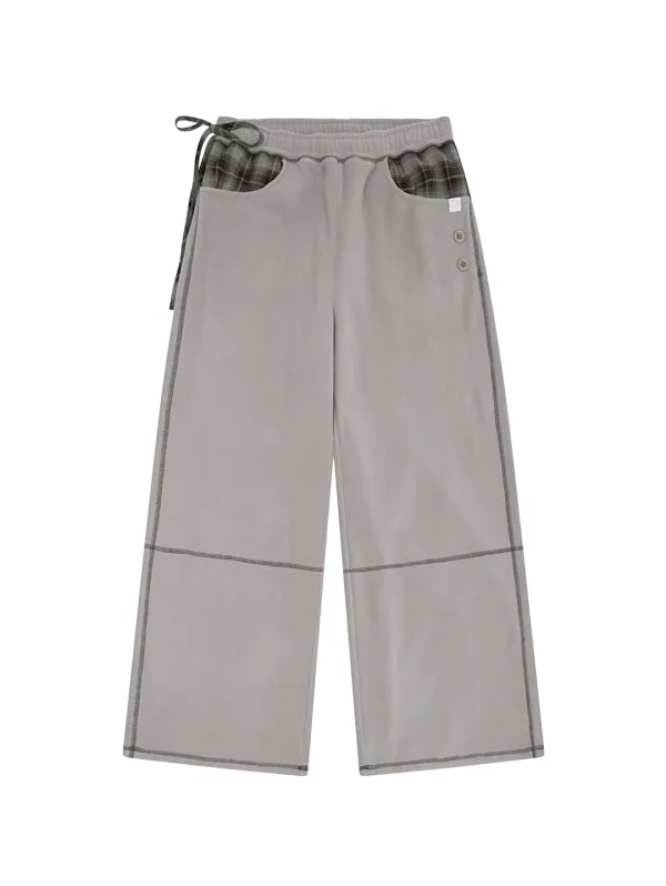 [09.28 예약 발송] CHECK TRIM FLEECE PANTS [GREY]