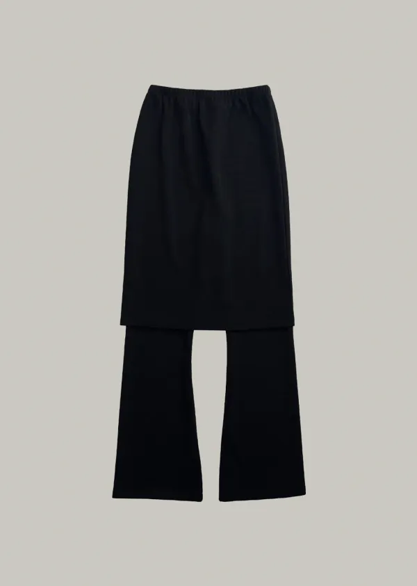 autumn layered pants skirt (black)