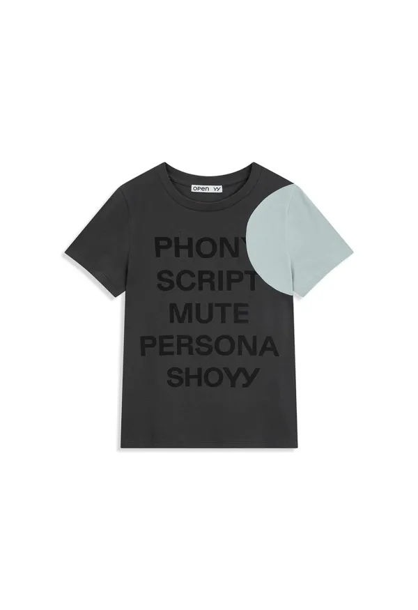 YY DOT TYPO TEE, CHARCOAL