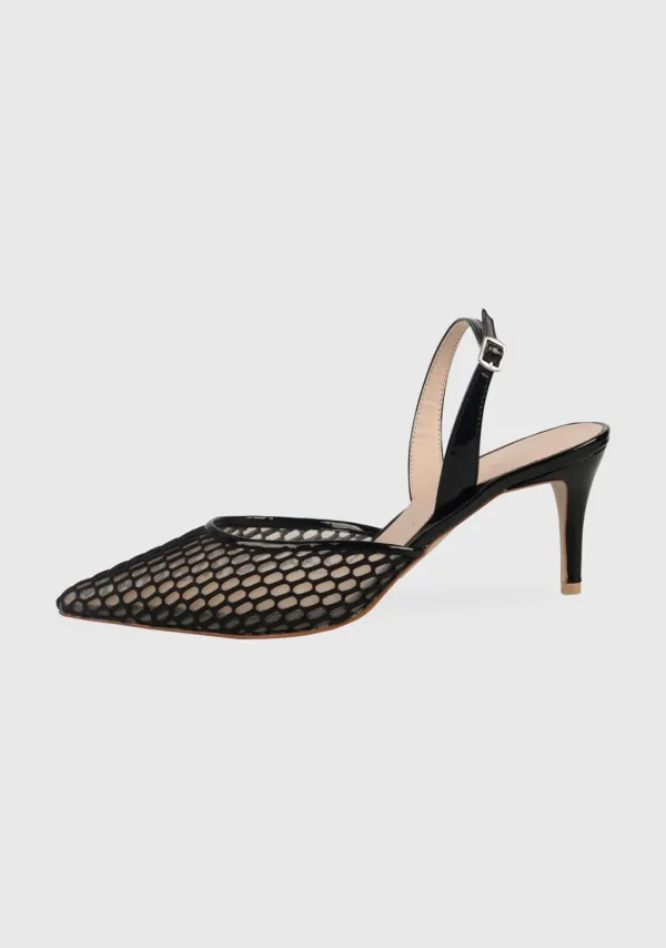 Mystic Mesh Slingback Heels Black