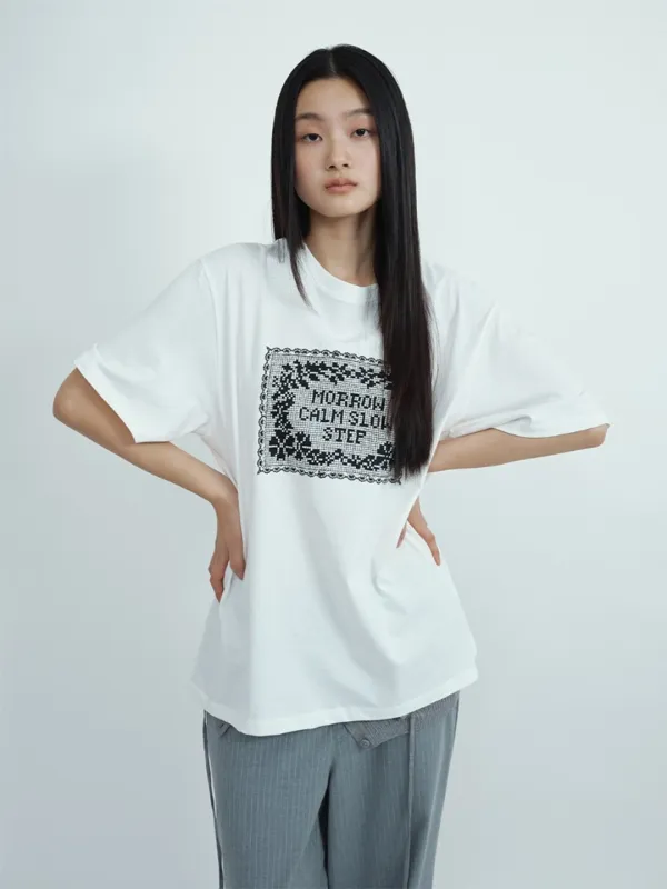 Crochet Graphic T-Shirt [Ivory]