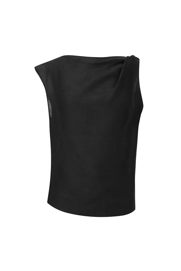26 ASYMMETRICAL DRAPED TOP [BLACK]