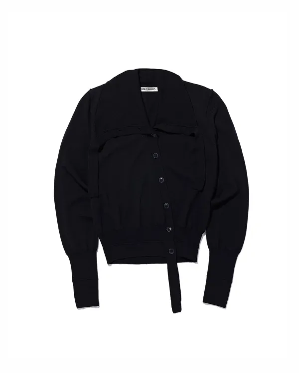 ASYMMETRIC COLLAR KNIT CARDIGAN_DEEP NAVY