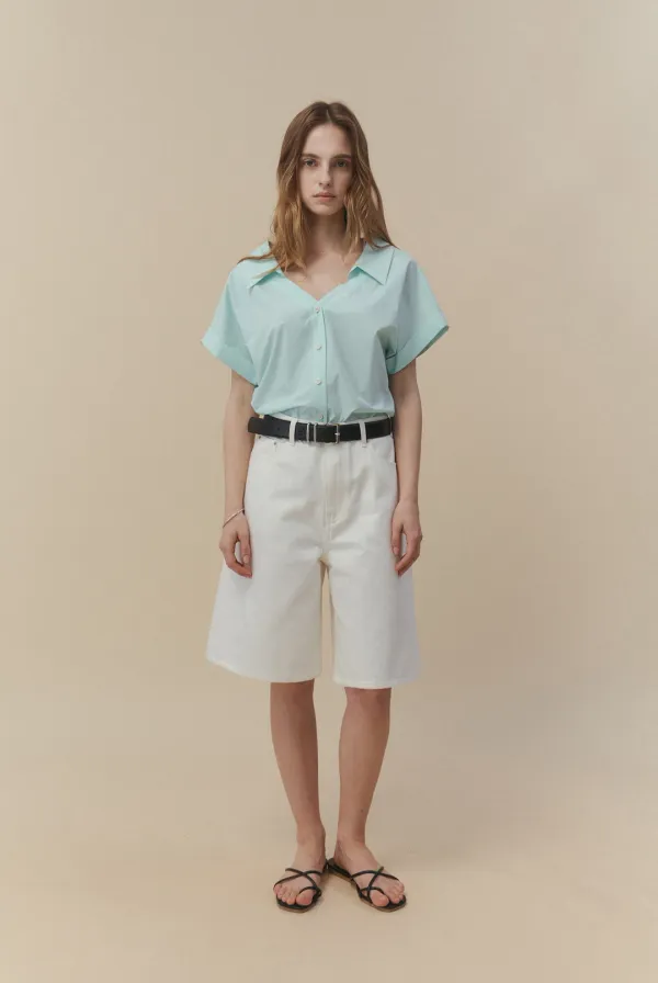 Bermuda Denim Shorts (White)