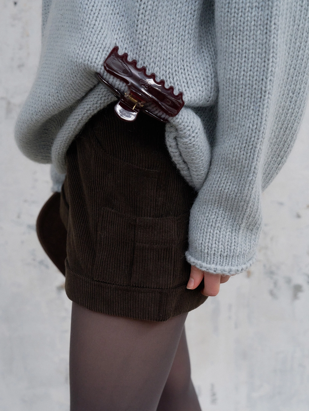 포에토 [3rd] Corduroy fold shorts - brown 상품 이미지 2