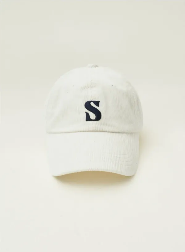 Small S logo Corduroy Ball Cap - Ivory