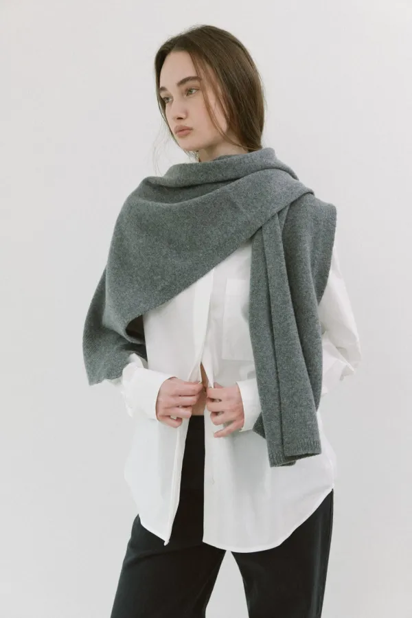 CASHMERE SHAWL MUFFLER [ GREY / BROWN / BLACK ]