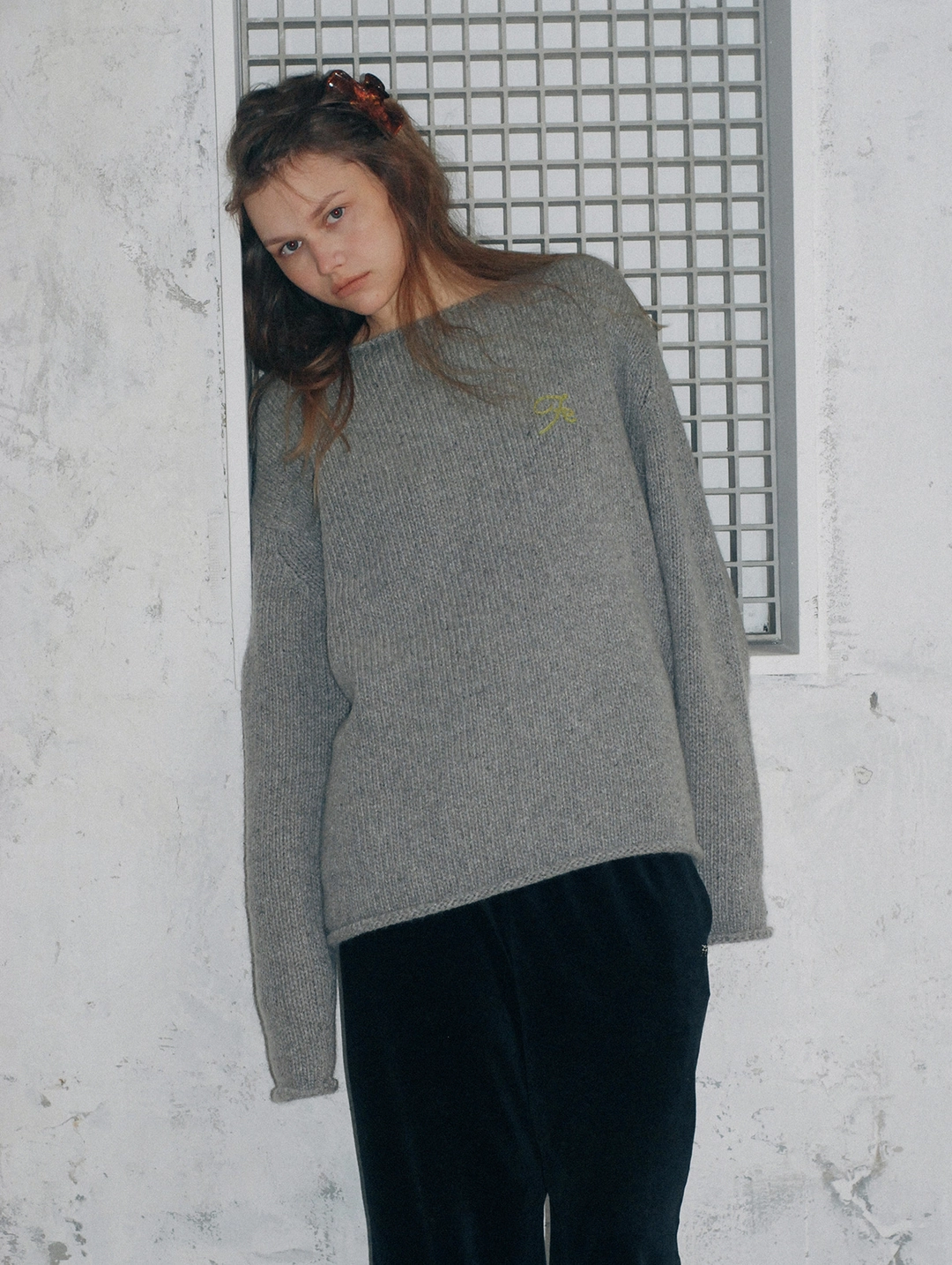 포에토 Crumble overfit mohair knit - grey 상품 이미지 2
