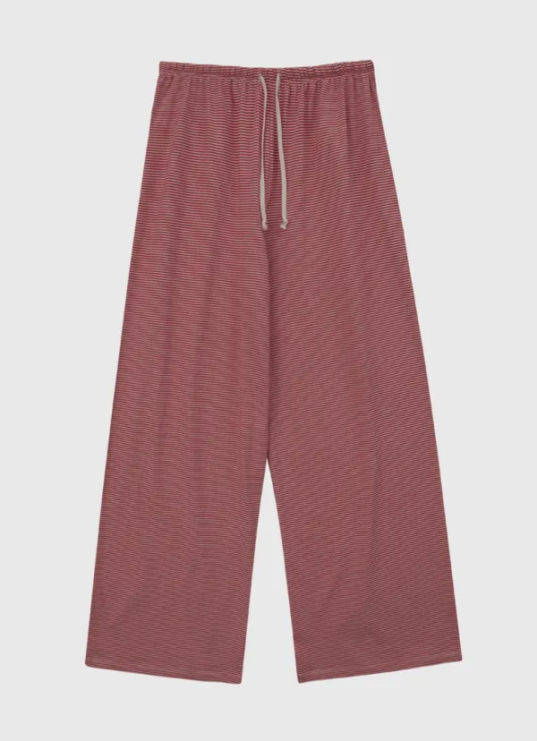 Stripe Banding Loose Fit String Jersey Pants