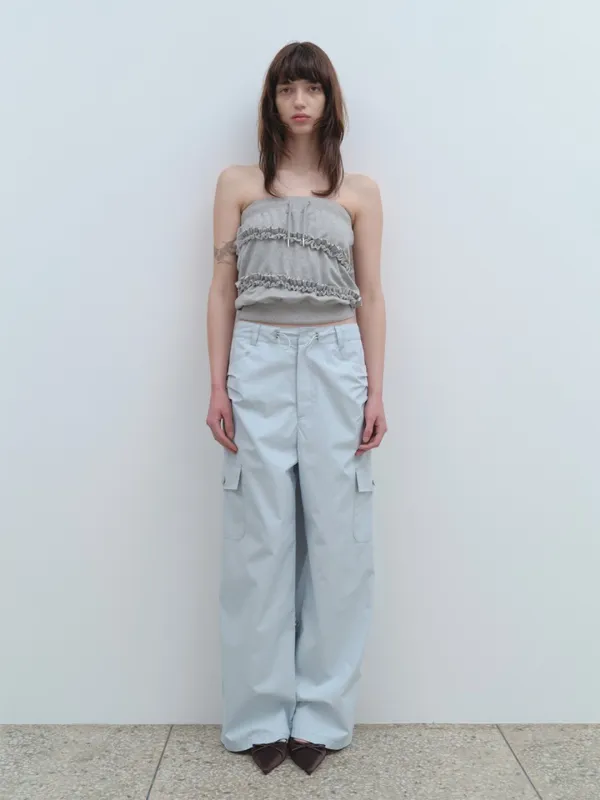 String Cargo Wide Pants [Sky Blue]