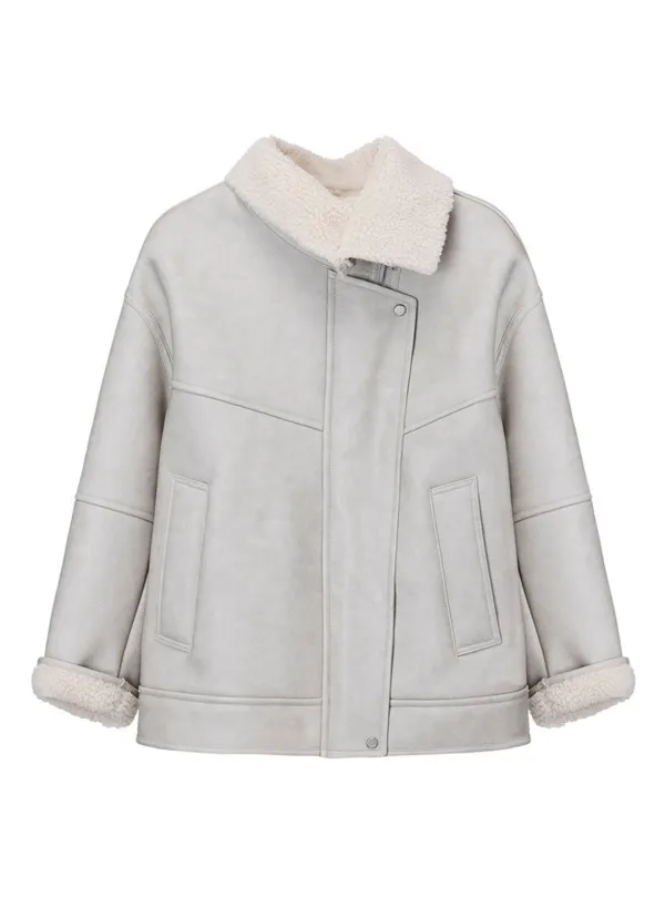 Asymmetric Faux Shearing Mustang Jacket SM5WJ403-C3