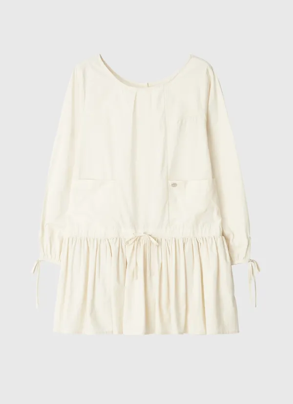 Reversible law string flare mini dress - cream
