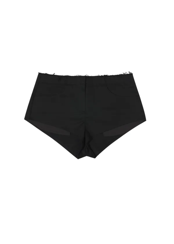 [3RD] ROUGH-CUT SHORTS, COTTON BLACK