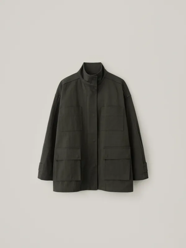[10.20 예약 배송] Cotton Blended Utility Jacket - Dark Khaki