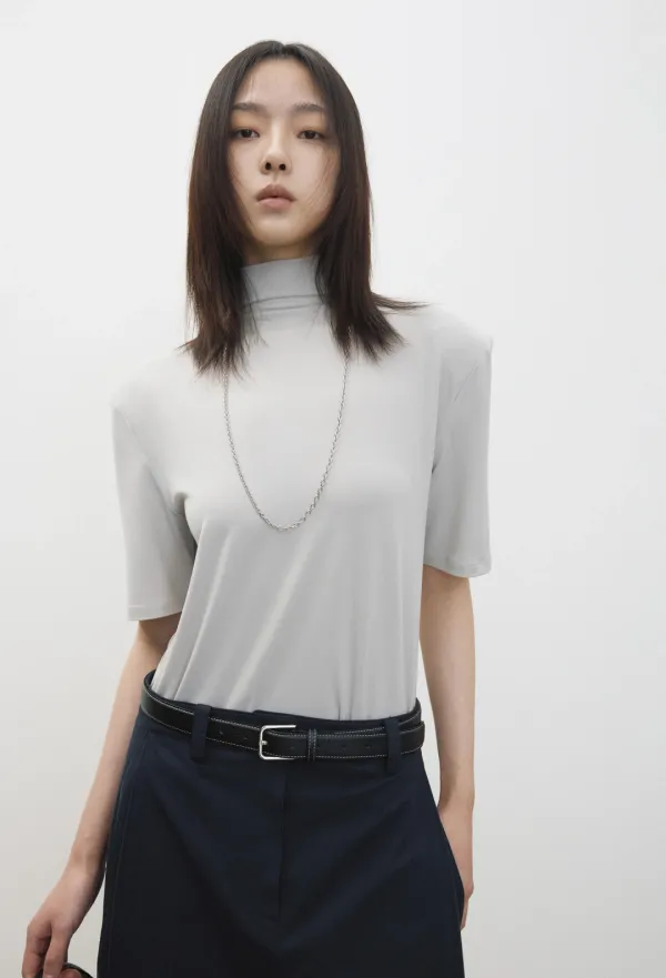 패드 반팔 탑 베이지