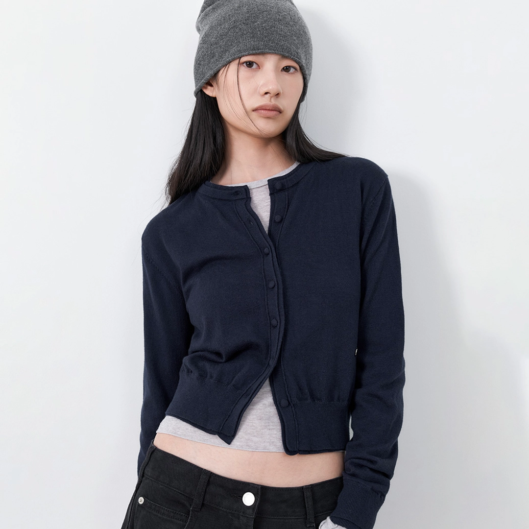 아뜰리에 나인 (CD-2284)CASHMERE BLENDED LAYERED KNIT CARDIGAN 상품 이미지 1