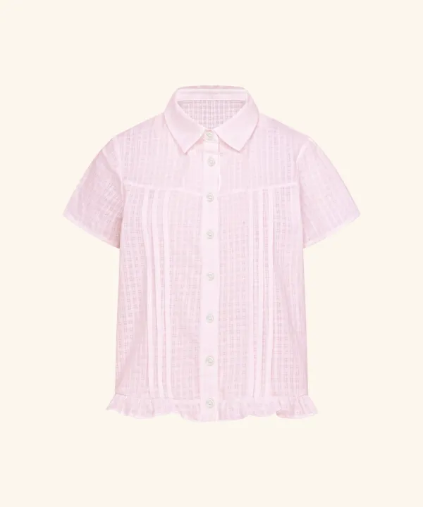 Rebel Collar Pintuck Blouse ( Pink )