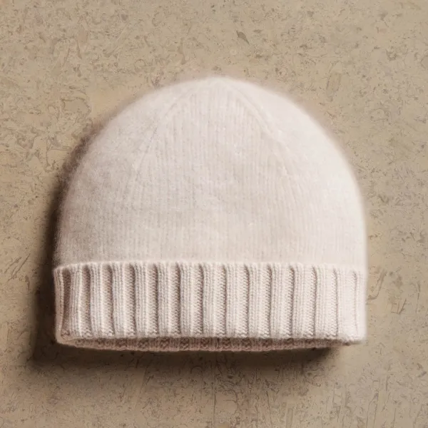 Halo Brushed Cashmere Beanie - Pearl