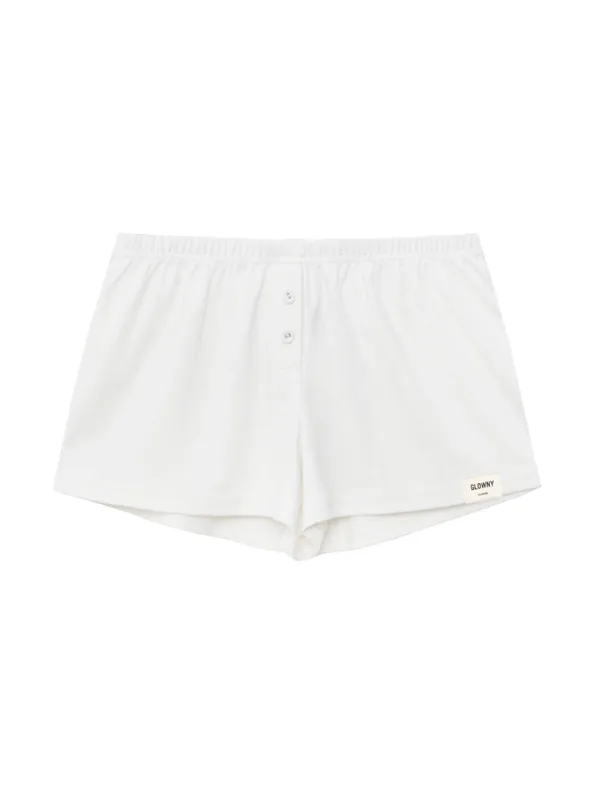 BUTTON FLY MINI SHORTS (WHITE)