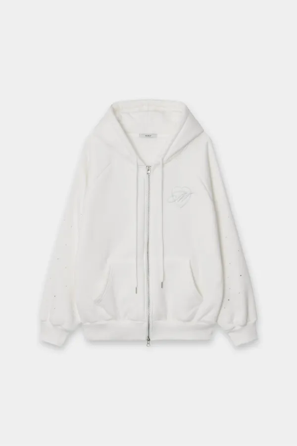 Glitter Stone Hoodie Zip-Up White