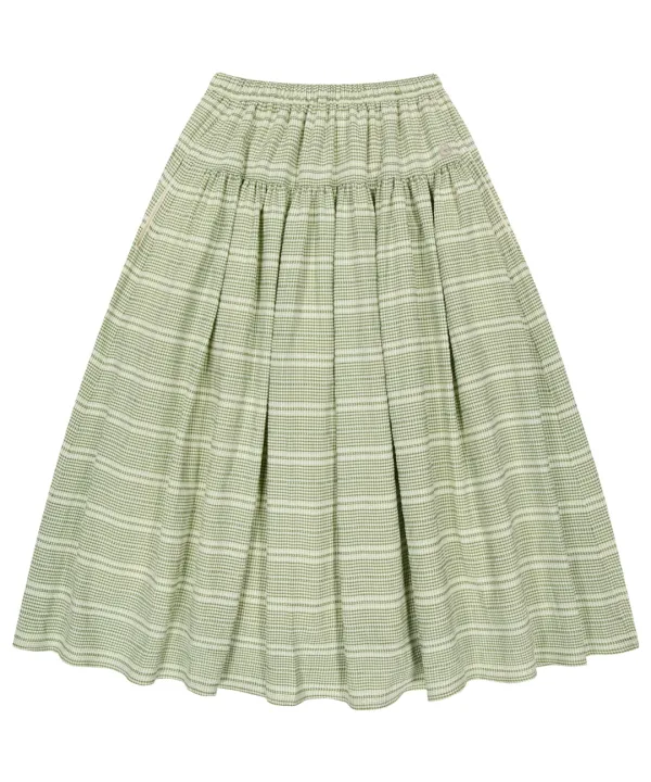 WIDE SHIRRING SKIRT LIGHT GREEN