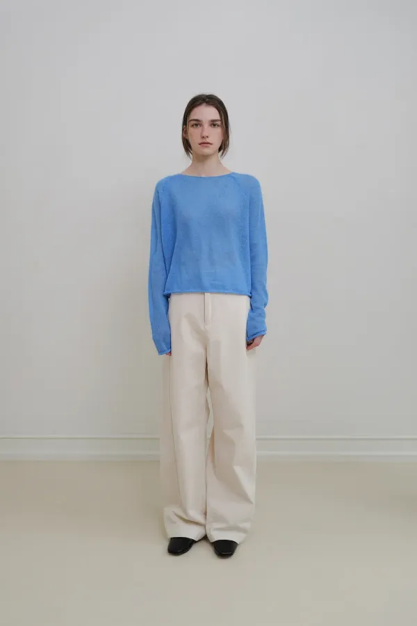 Boat neck sheer knit (blue)