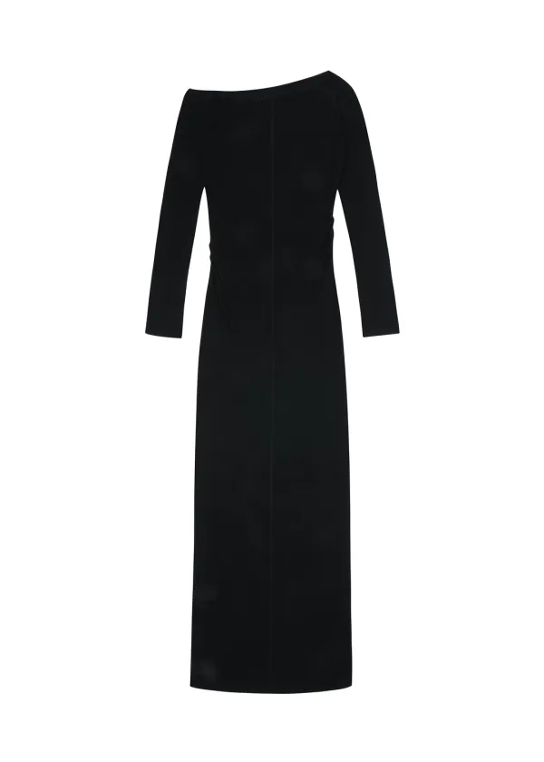 SLICK OFF SHOULDER DRESS, BLACK