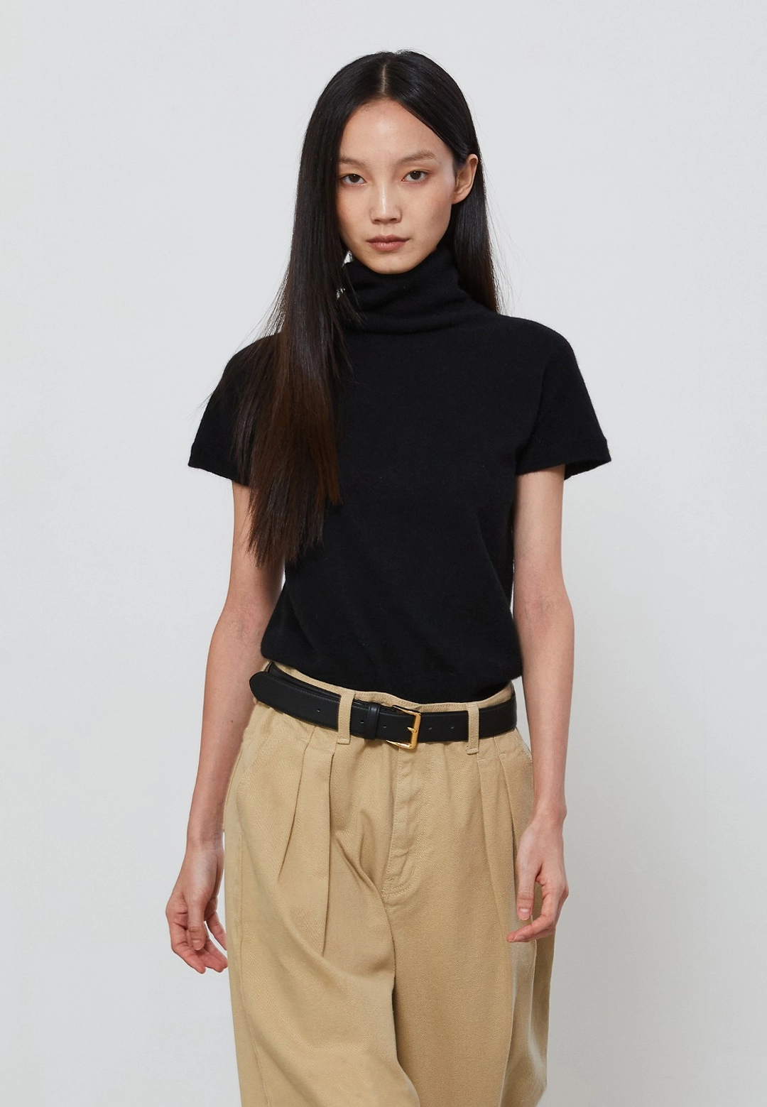 노티아 [CARRY OVER] CAP SLEEVE TURTLENECK KNIT_BLACK 상품 이미지 2