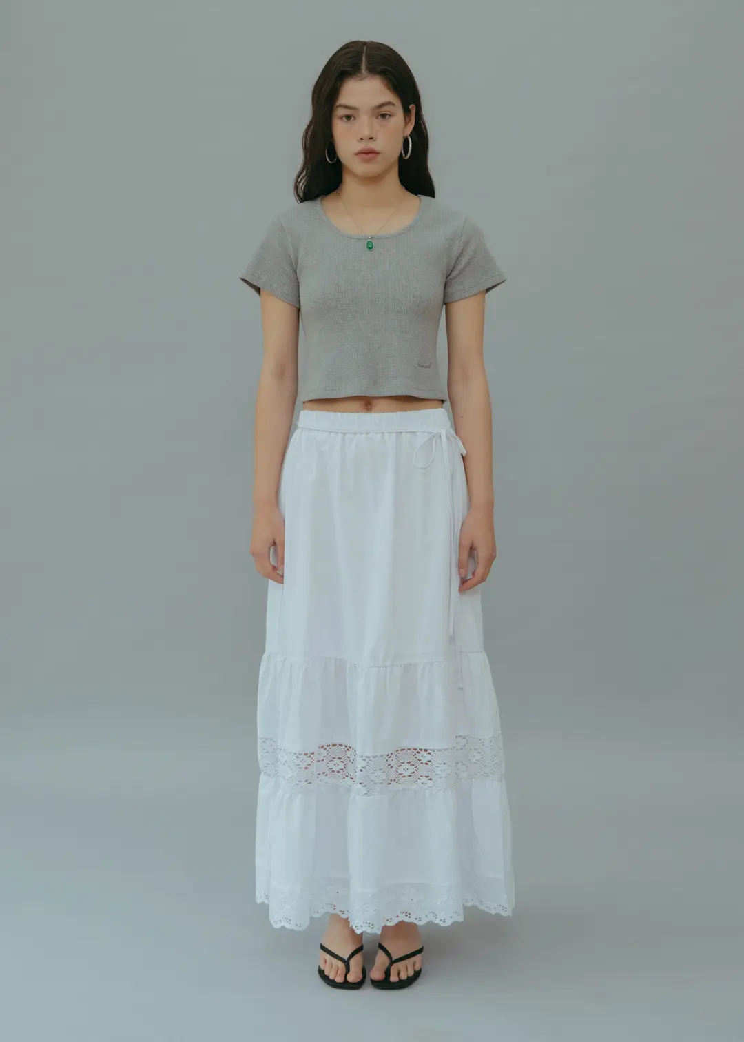 온무드 [4TH] LACE LONG SKIRT - WHITE 상품 이미지 2