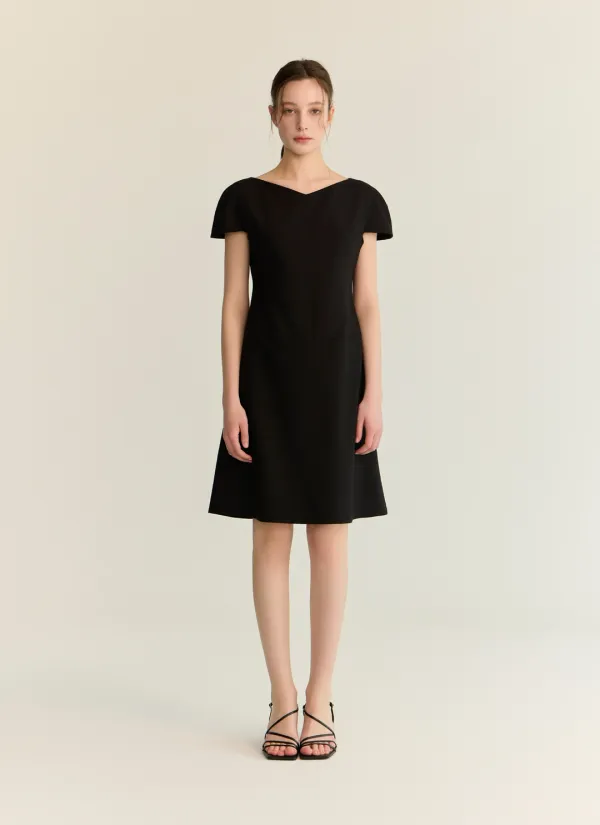 minimal v-neck one piece_bk