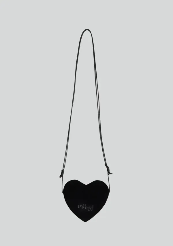 Mused Real Suede Heart Bag - Black