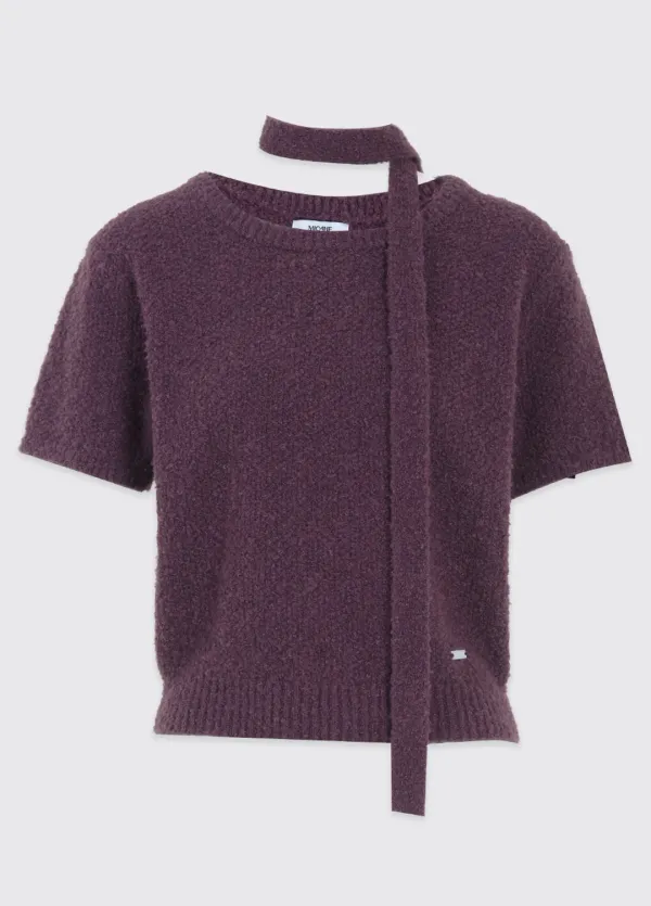 [44-120]  Murphy Boucle Tie Knit Setup  머피 부클 타이 니트 셋업 (가을-봄-데일리룩-데이트룩-출근룩-오피스룩-러블리룩-반팔니트-부클니트-타이세트-니트셋업-하프슬리브-부클-자체제작)