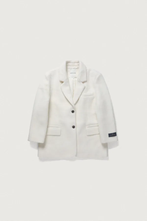 HAIRY WOOL RELAXED FIT JACKET [IVORY]