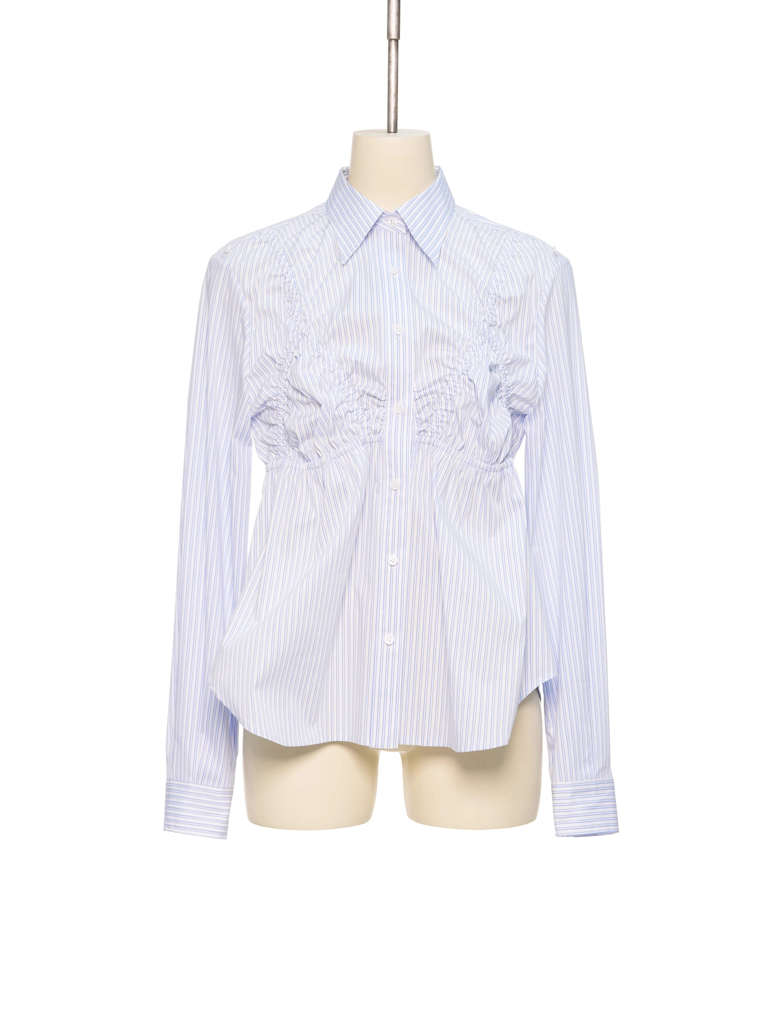 푸쉬버튼 SS26 WHITE STRIPE BRA SHIRRING SHIRT 상품 이미지 1