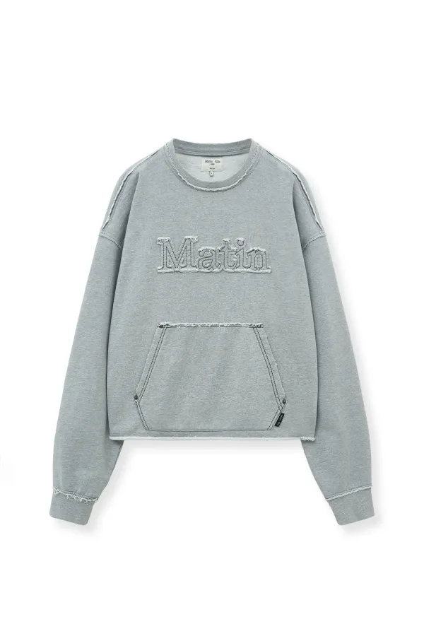 RAW CUT APPLIQUE SWEATSHIRT IN GREY
