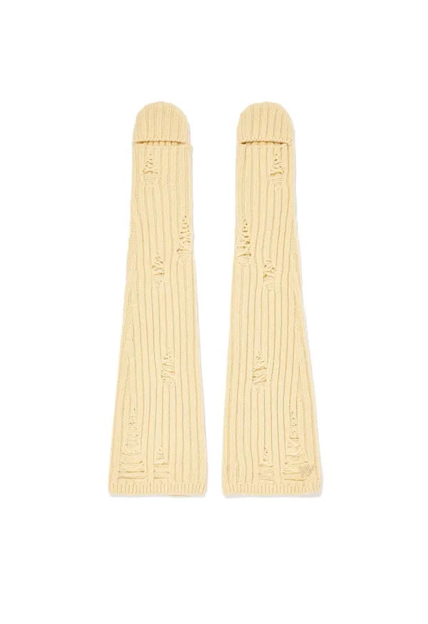 CUT OUT MITTEN ARM WARMERS, CREAM