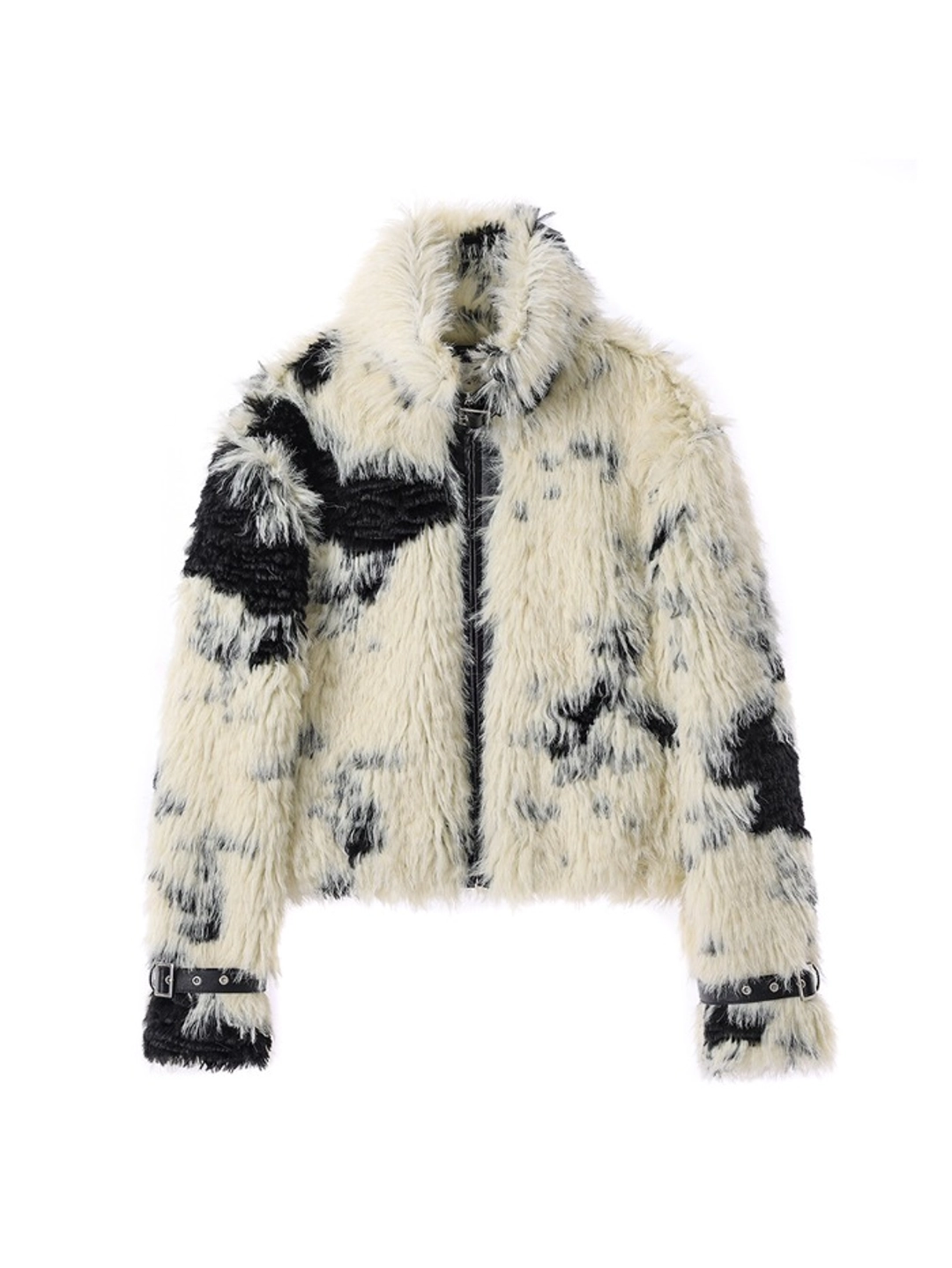 크랭크 LEATHER BUCKLE FAUX FUR JACKET_IVORY 상품 이미지 1