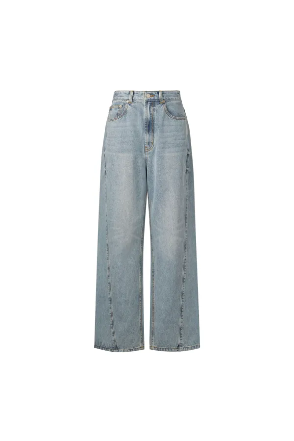 WASHED LOOSE-FIT JEANS [LIGHT BLUE]
