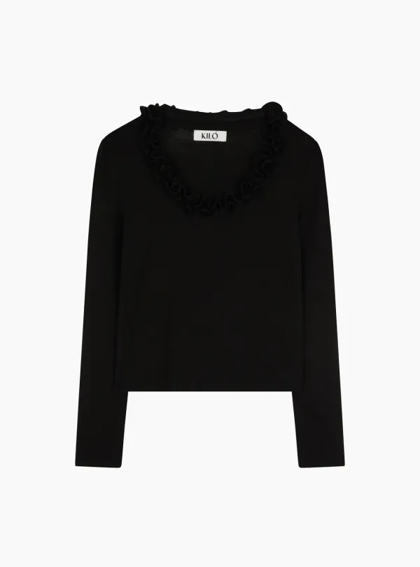 RUFFLE ROUND TOP (BLACK)