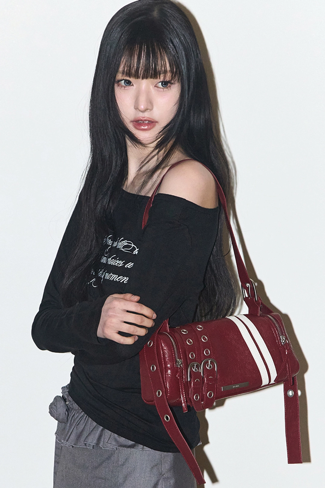 일리고 라인 버클 실린더 백 버건디 상품 이미지 3