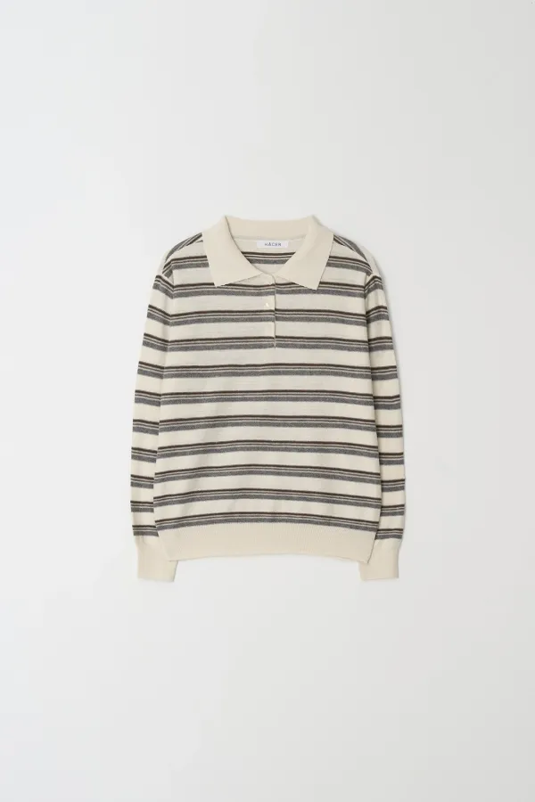 Raon Stripe Collar Knit